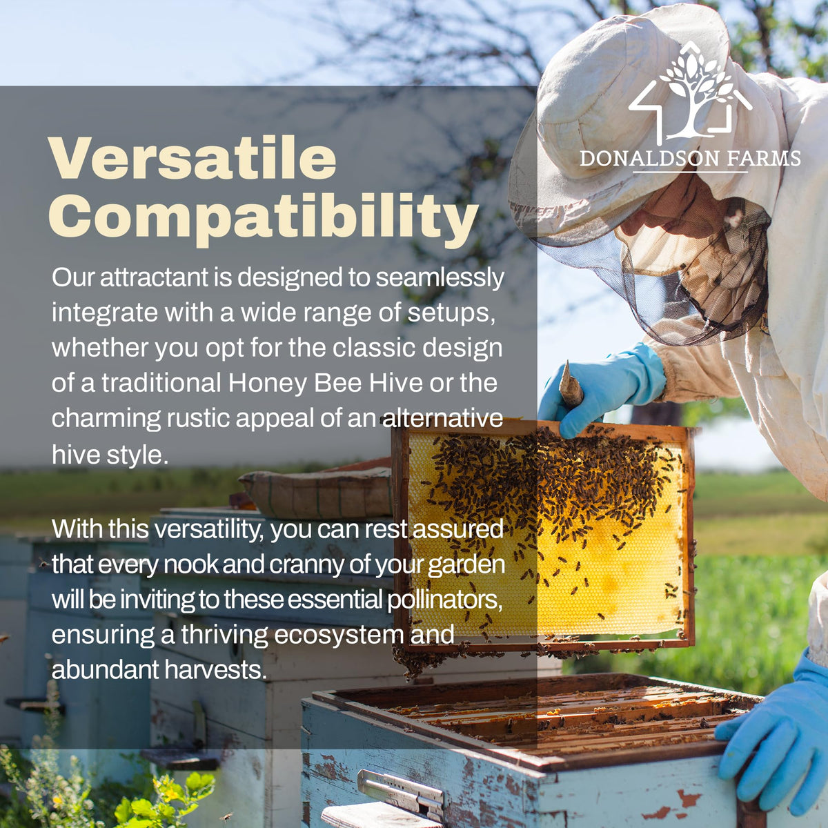 Donaldson Farms beekeeping supplies compatible attractant for hives.