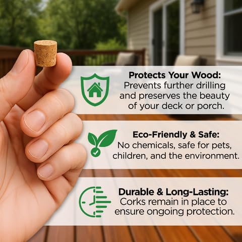 Easy DIY installation with Donaldson Farms carpenter bee corks.