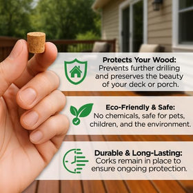 Easy DIY installation with Donaldson Farms carpenter bee corks.