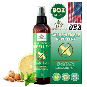 Donaldson Farms carpenter bee repellent bottle provides natural protection for wood surfaces.