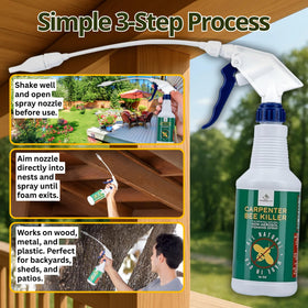 Donaldson Farms Carpenter Bee Spray cedar pine surfaces treated for carpenter bees.