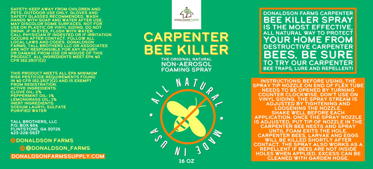 Donaldson Farms Carpenter Bee Spray outdoor maintenance with eco-friendly formula.