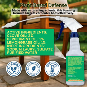 Donaldson Farms Carpenter Bee Spray wood interior coating targets galleries and nests.
