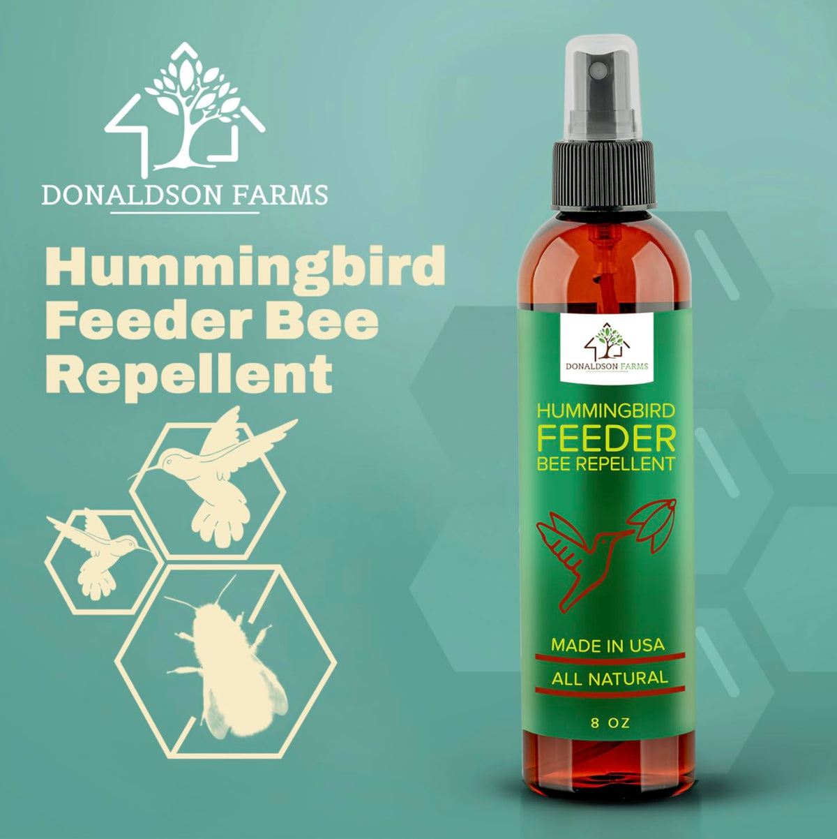 Donaldson Farms citrus bee-deterrent spray for outdoor hummingbird feeding area