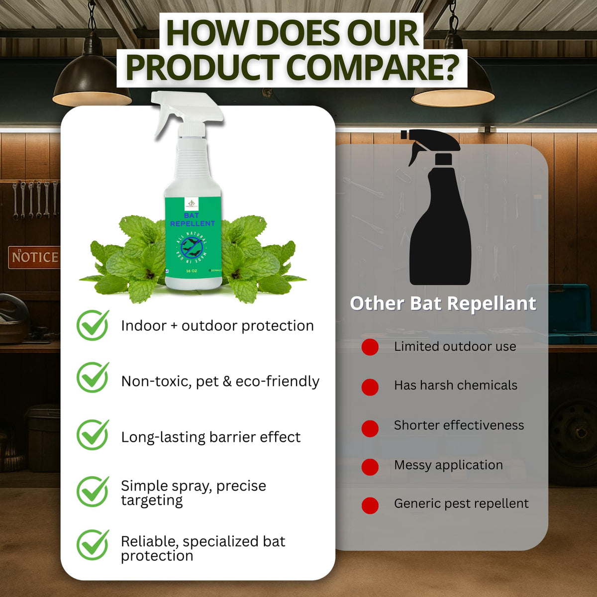 Donaldson Farms Easy-application Bat Spray demonstrates simple setup and rapid use.