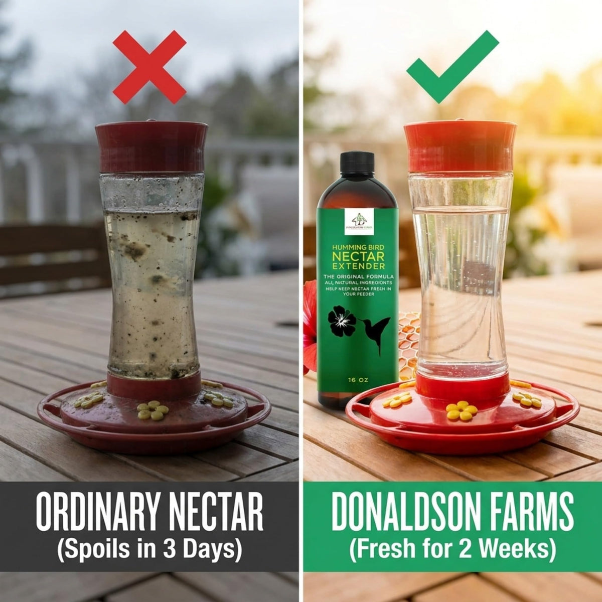 Donaldson Farms Easy use shake and mix instructions for nectar extension.