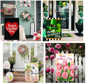 Doncida Halloween flag design creates festive autumn curb presence.