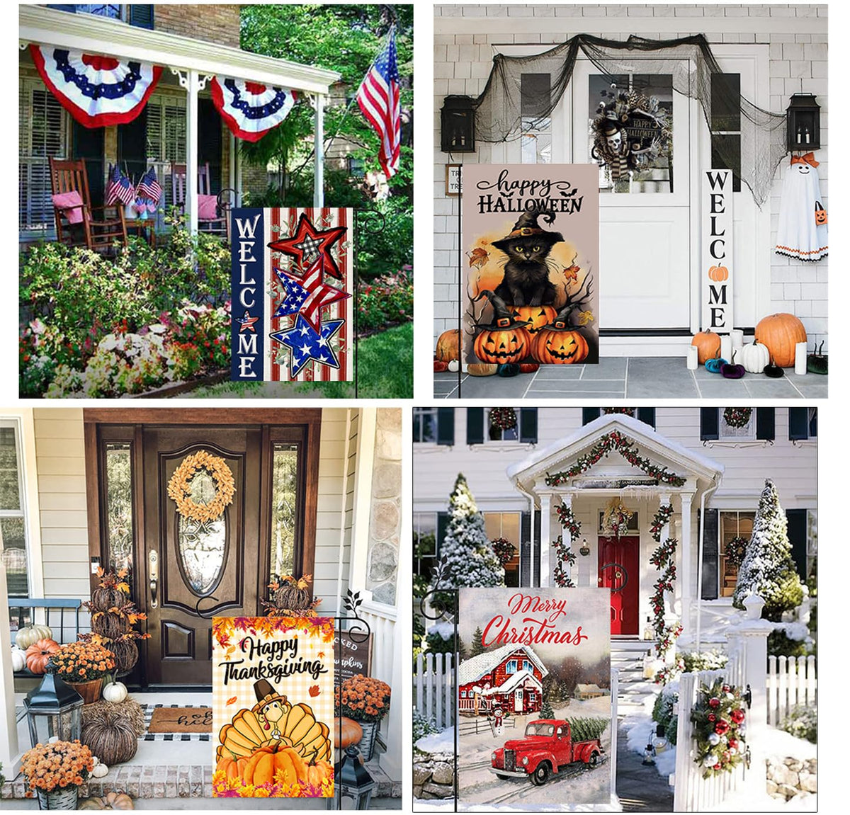Doncida Merry Christmas flag design adds wintertime charm outdoors.