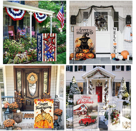 Doncida Merry Christmas flag design adds wintertime charm outdoors.