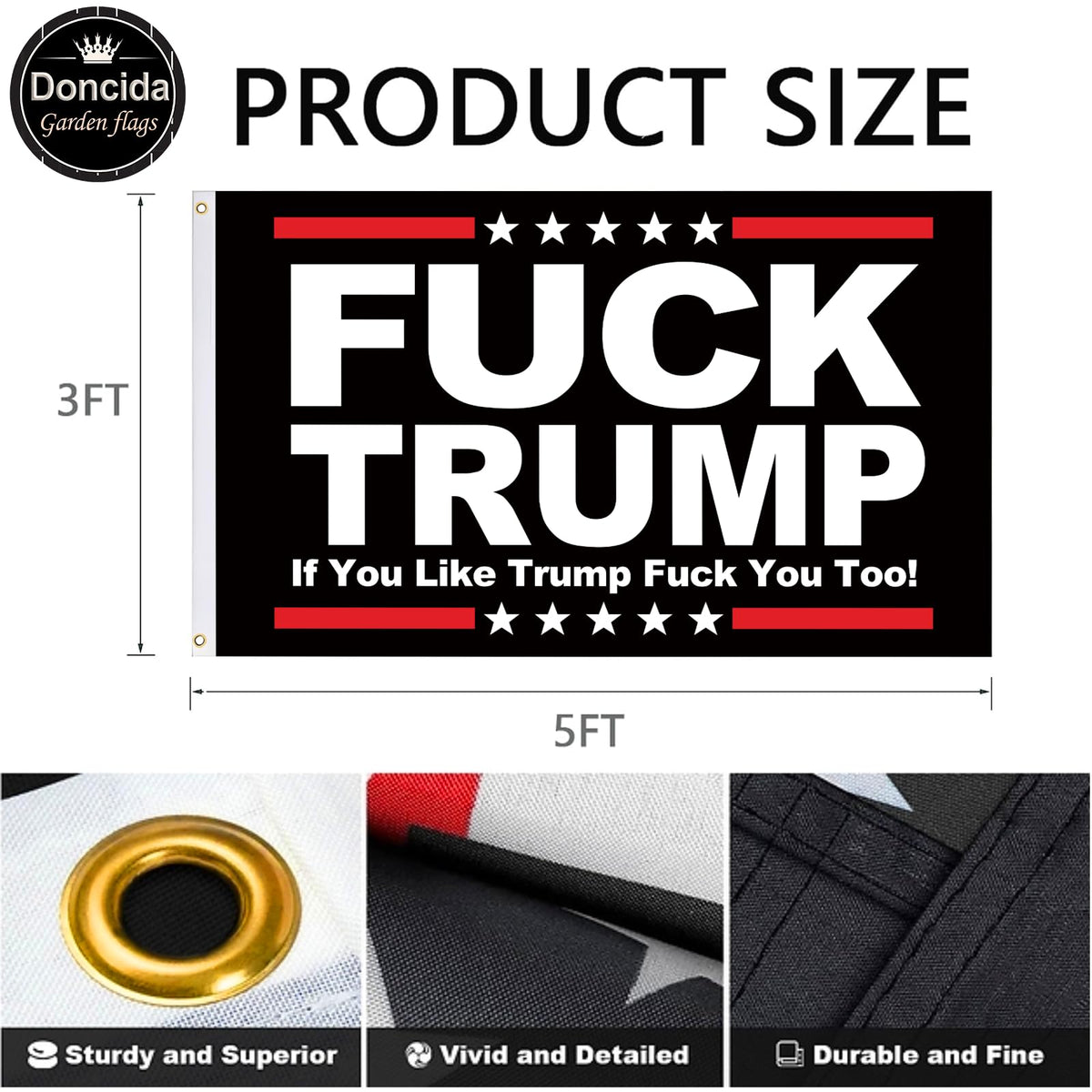 Doncida anti-trump flag with bright colors ideal for rallies and events