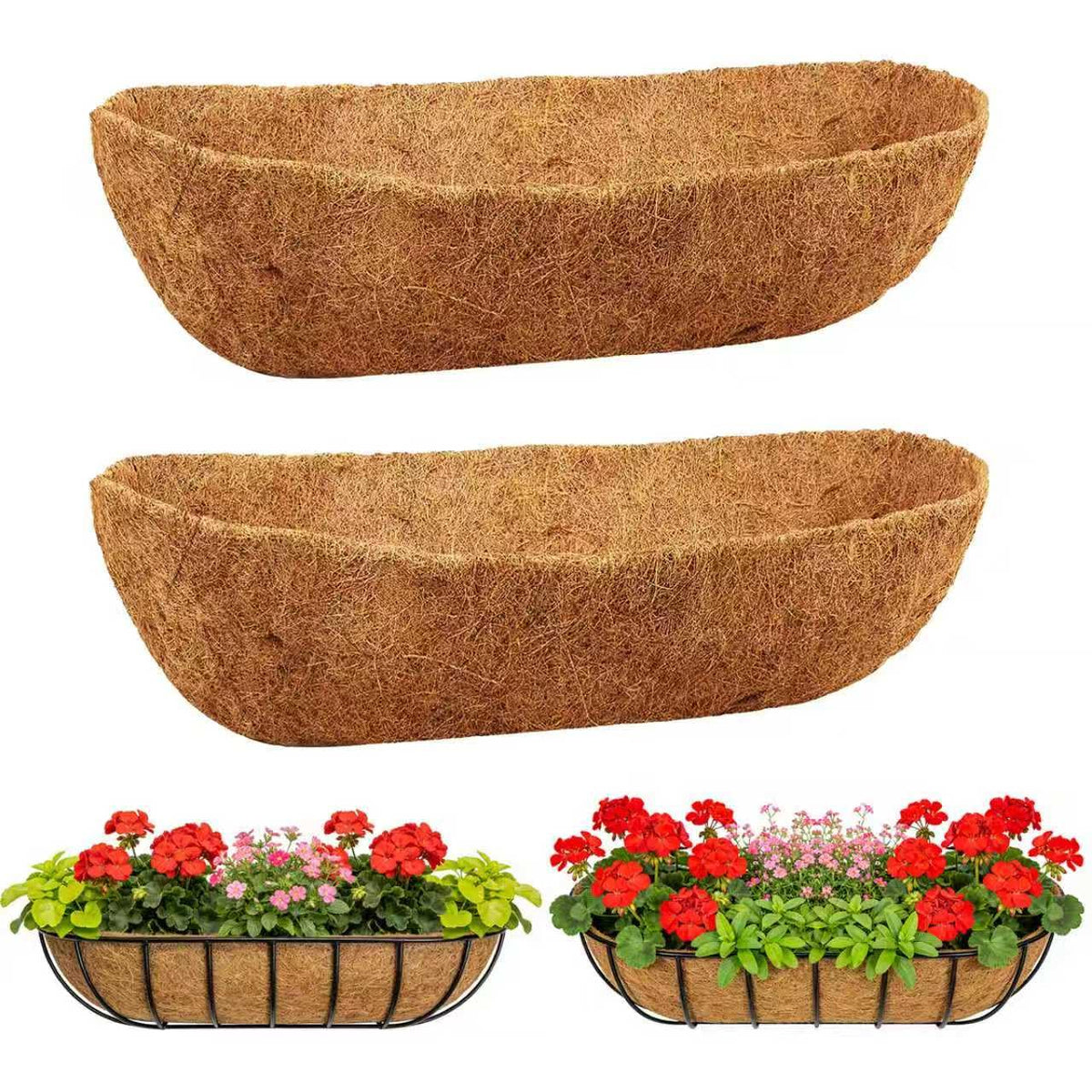 DONGXYTWH 24-inch coco liner for window box improves moisture retention and drainage for healthy plants.