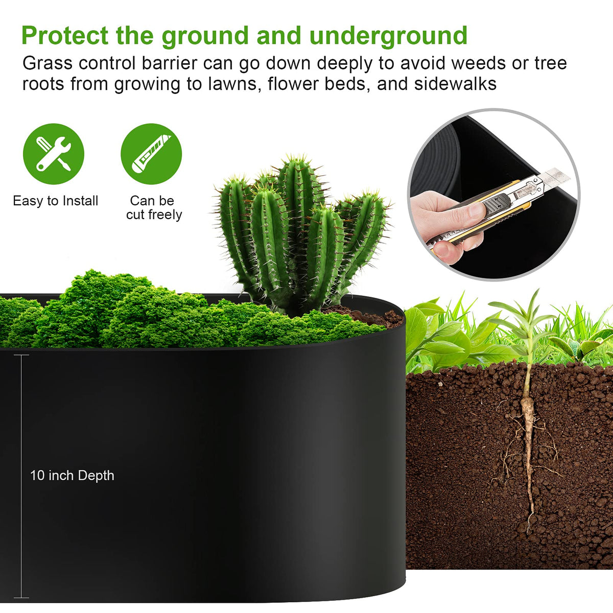Doniks cut-to-fit edging fits varied lawn shapes.