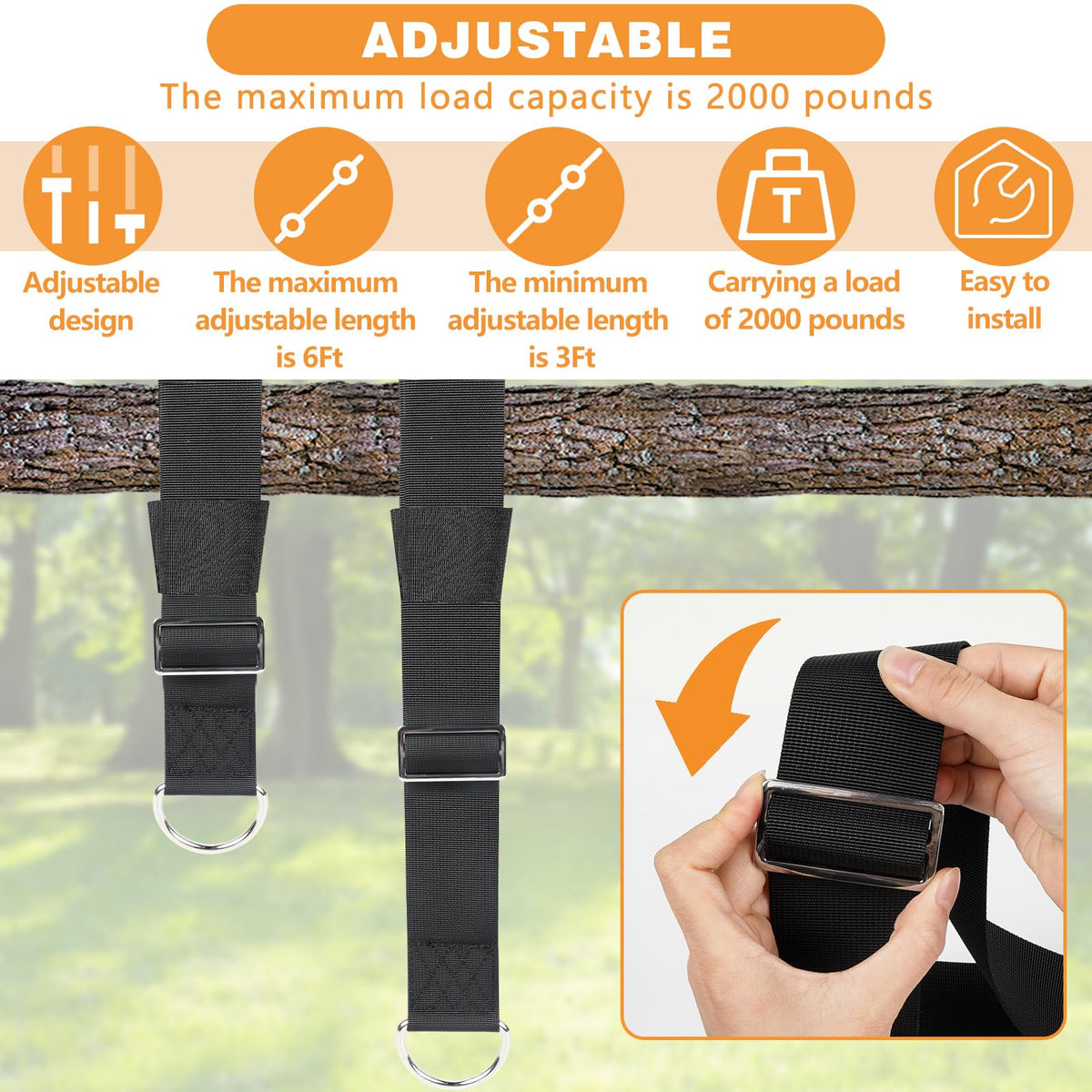 DONILIGA 2000 lbs capacity supports heavy-duty swings and hammocks.