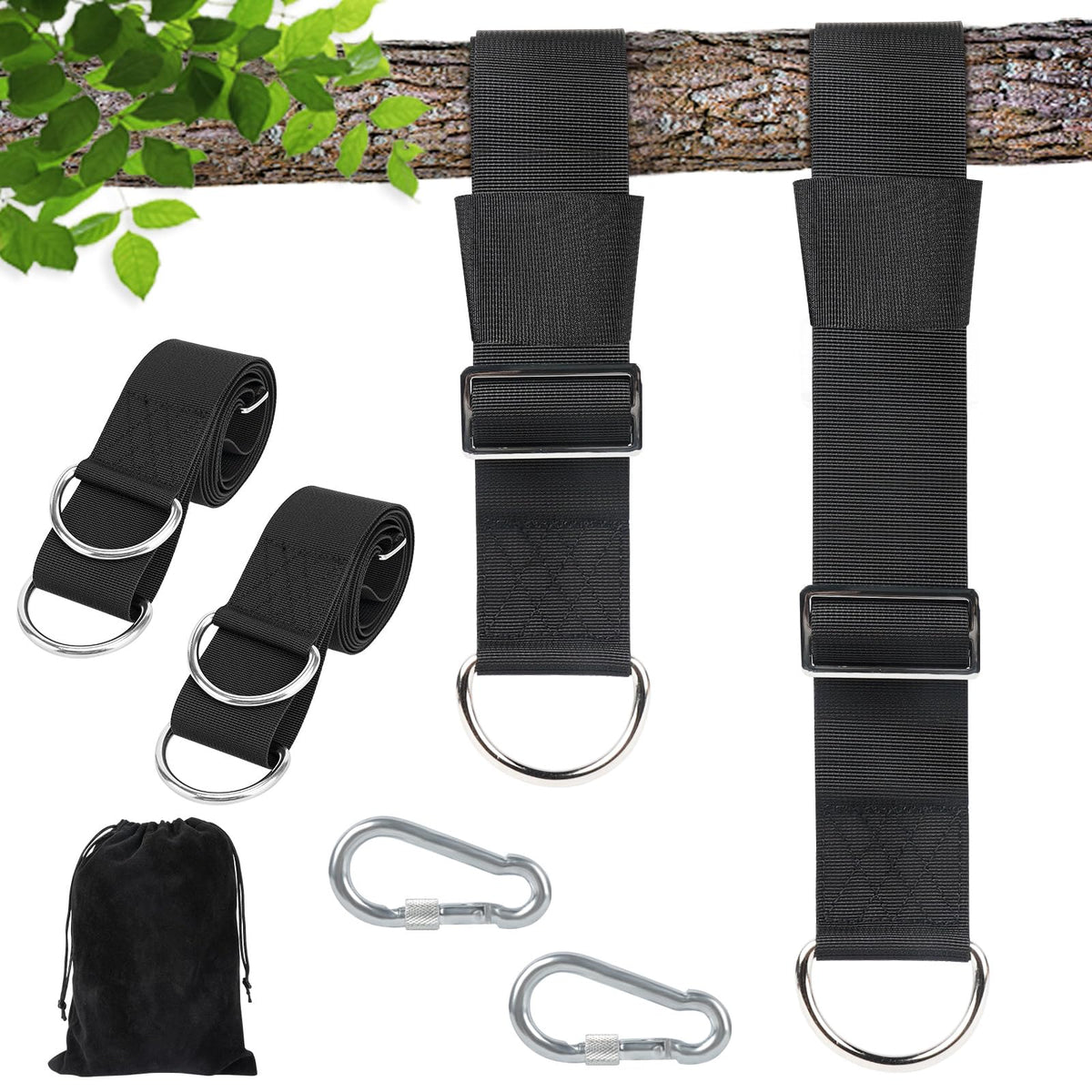 DONILIGA tree swing straps 2-pack extended to 6ft for adjustable height.