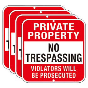 Doninex private-property no-trespassing sign front view, 12x12 inch metal panel for clear warning.