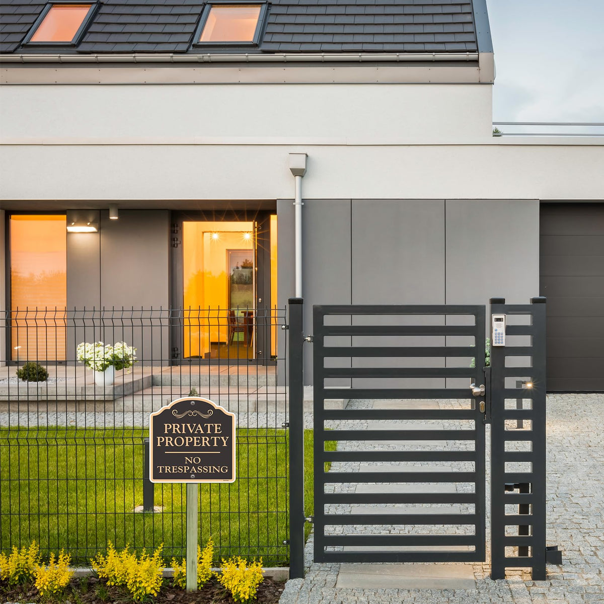 Doninex mounting holes enable quick secure installation on posts or fences.
