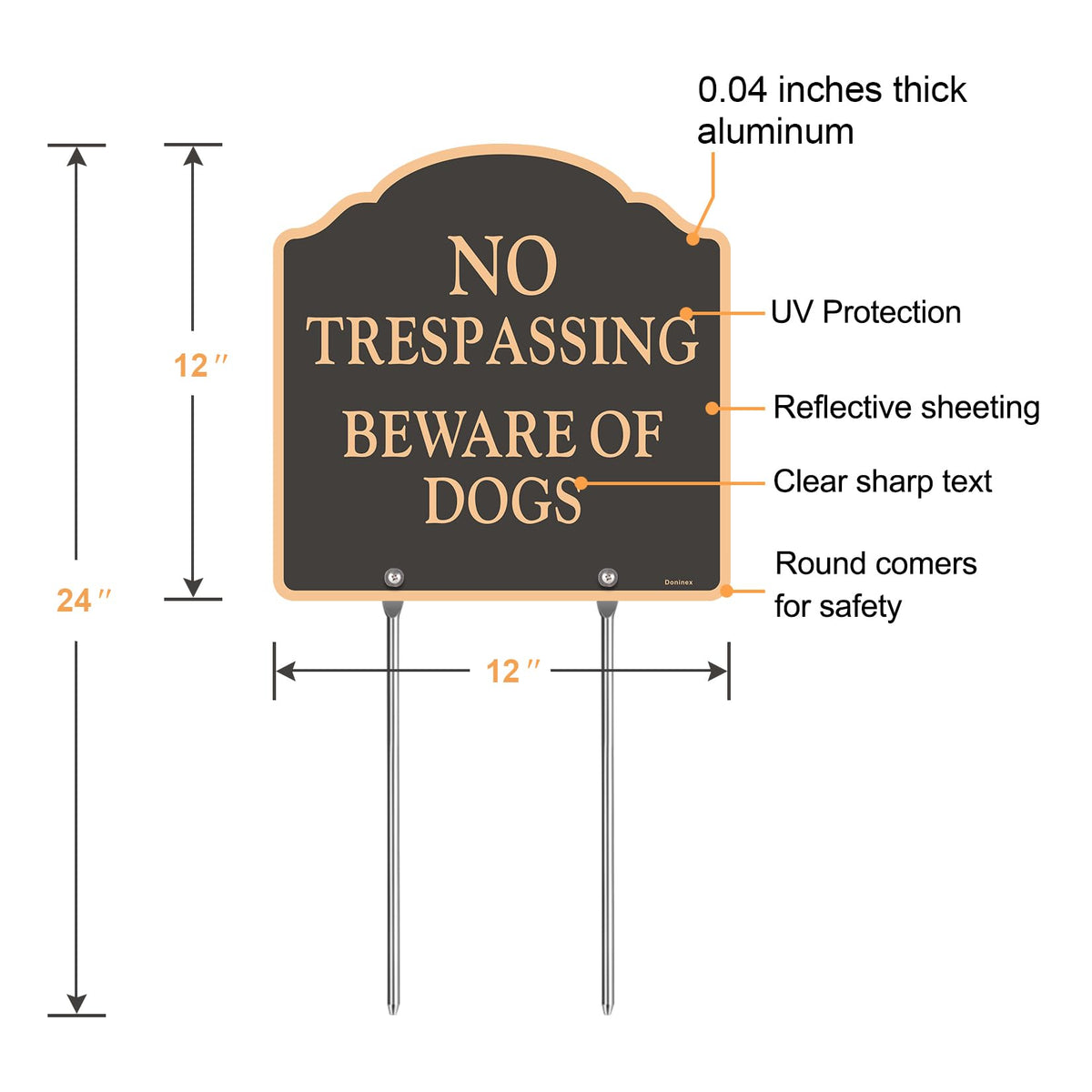 Doninex reflective aluminum sign 12x12 improves night visibility.