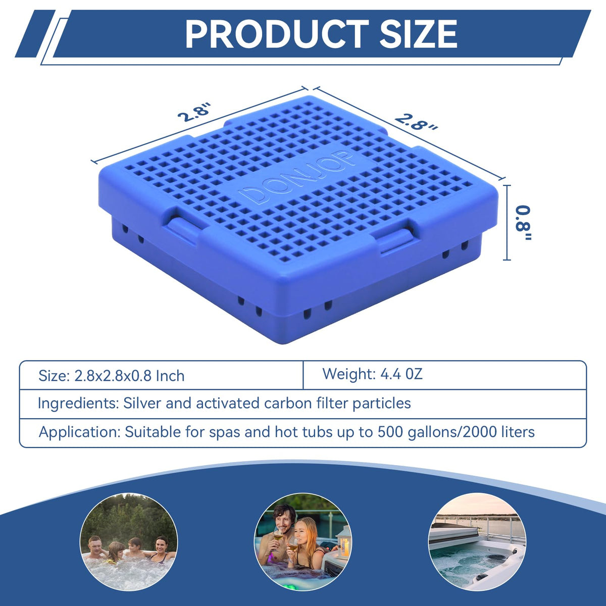 DONJOP mineral cartridge installation shown in a spa filter for easy setup.