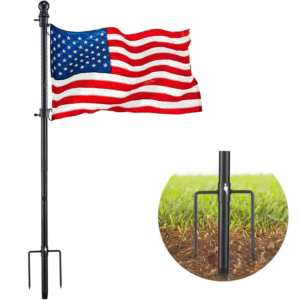 DonSail flag pole 8ft in-ground setup showing rust-resistant stainless steel durability