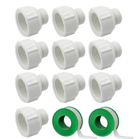 DONWAER 10-pack PVC hose adapters for secure outdoor connections.