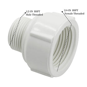 DONWAER 1/2 to 3/4 BSPT adapter close-up shows secure threads.