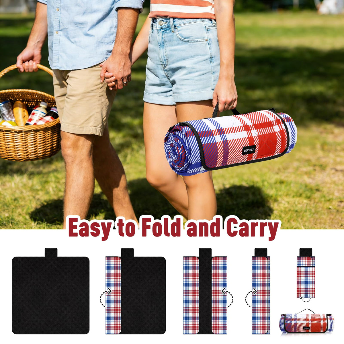 Doonly picnic blanket camping setup, durable for outdoor adventures.