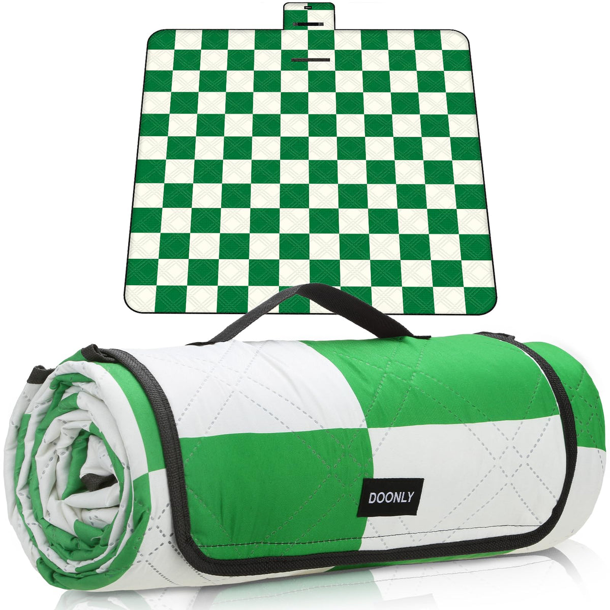 Doonly Picnic Blanket folded with strap for easy travel