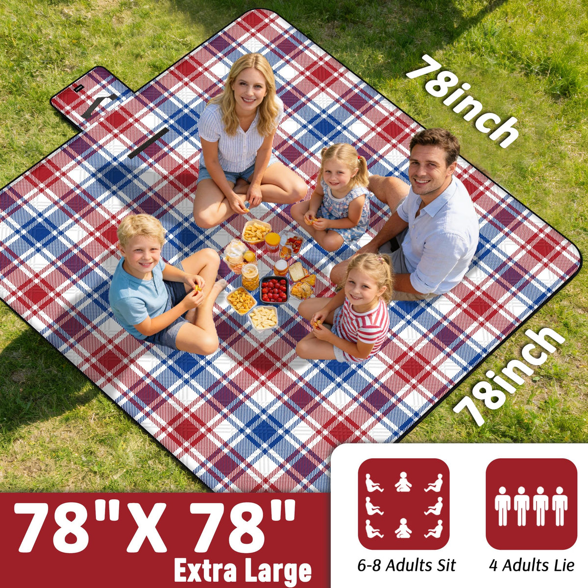 Doonly picnic blanket folded for transport, compact and lightweight.