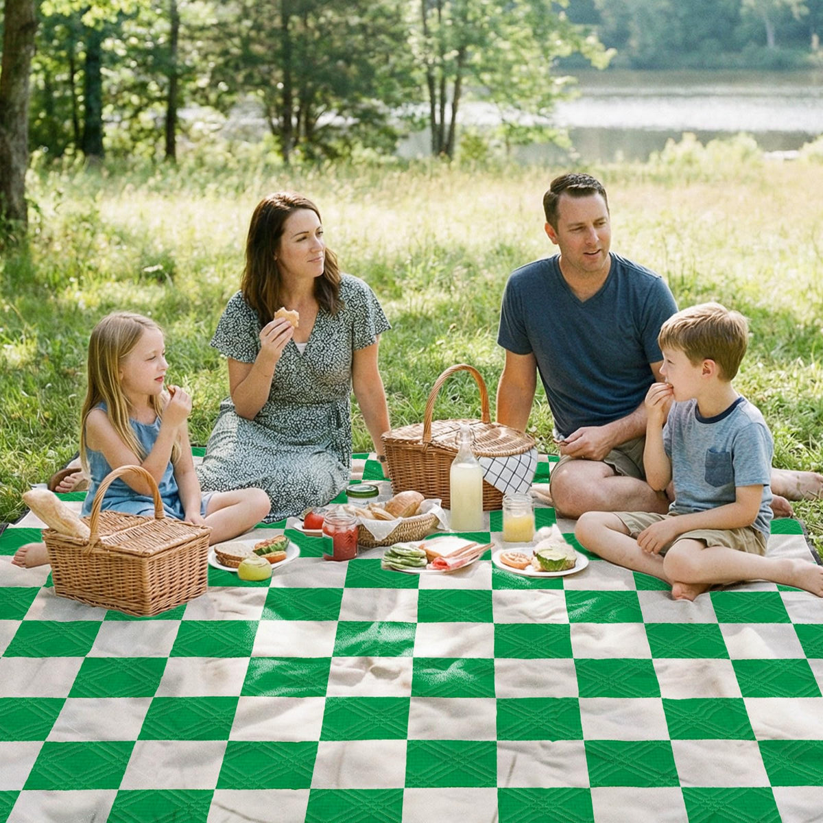 Doonly Picnic Blanket rolled and strapped for car travel