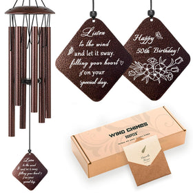 Doopeer 50th birthday wind chime in bronze-tone adds elegant celebration to outdoor spaces.