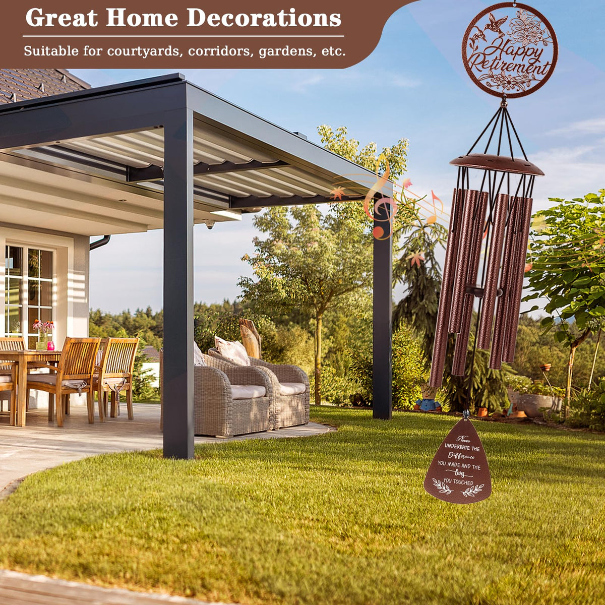 Doopeer wind chime adjustable striker button for varied sounds or silent mode