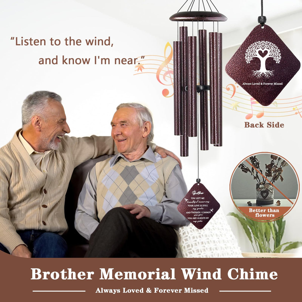 Doopeer bronze finish wind chime detail highlighting weather-resistant tubes.