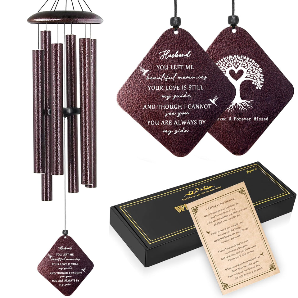 Doopeer memorial wind chimes 32-inch husband, soothing outdoor remembrance for loved ones.