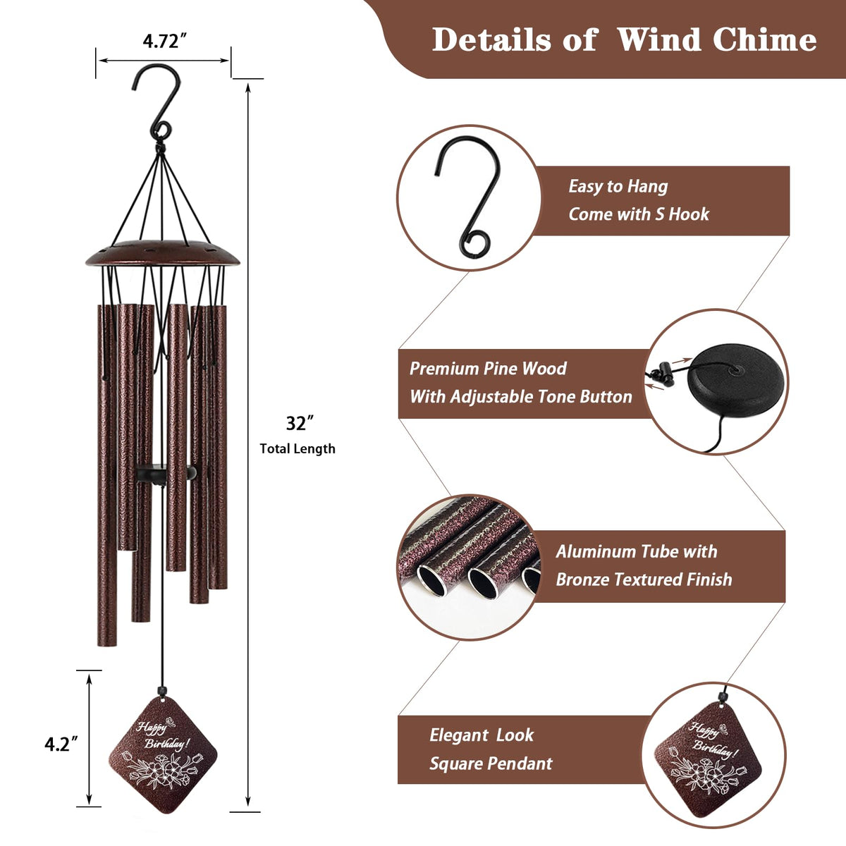 Doopeer wind chime comes in gift-ready Kraft packaging.