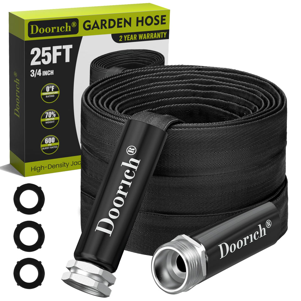 Doorich garden hose 25ft compact coil for easy storage and quick watering.