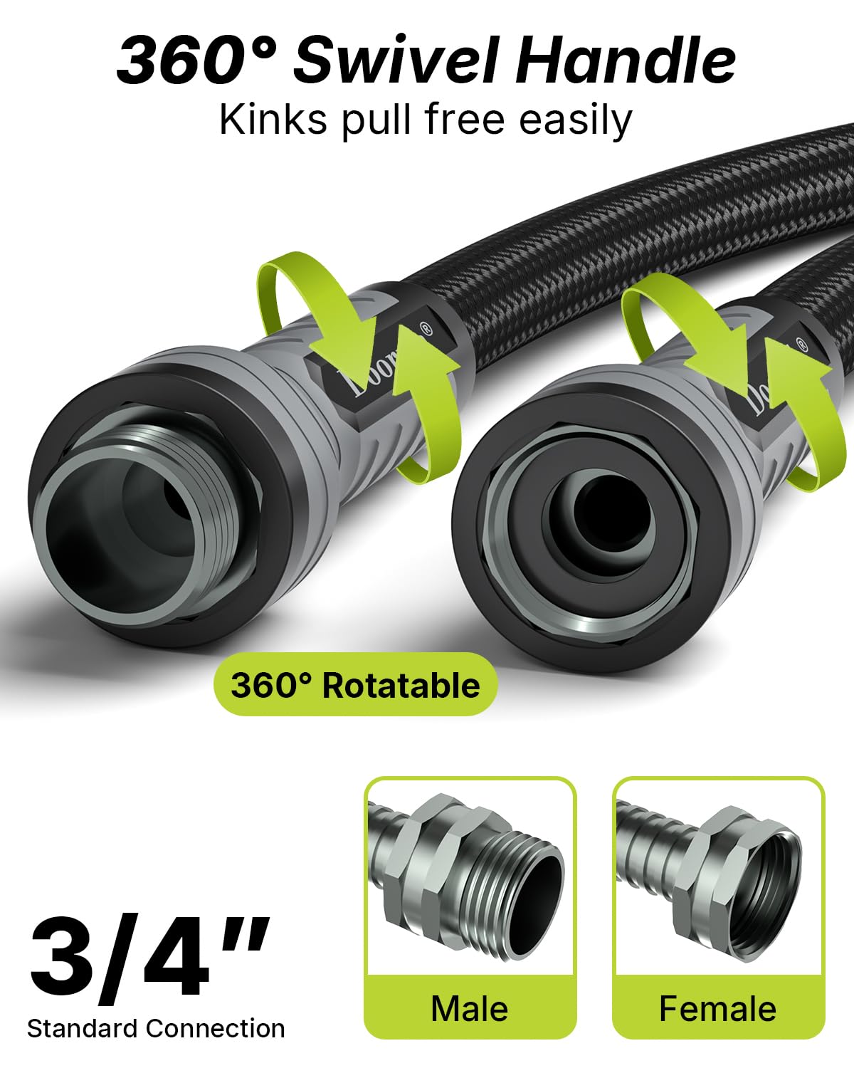 Doorich garden hose 50ft kink-free design minimizes twists for easy watering
