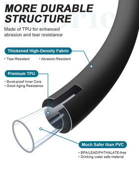 Doorich garden hose shows lightweight handling for easy maneuvering around plants.