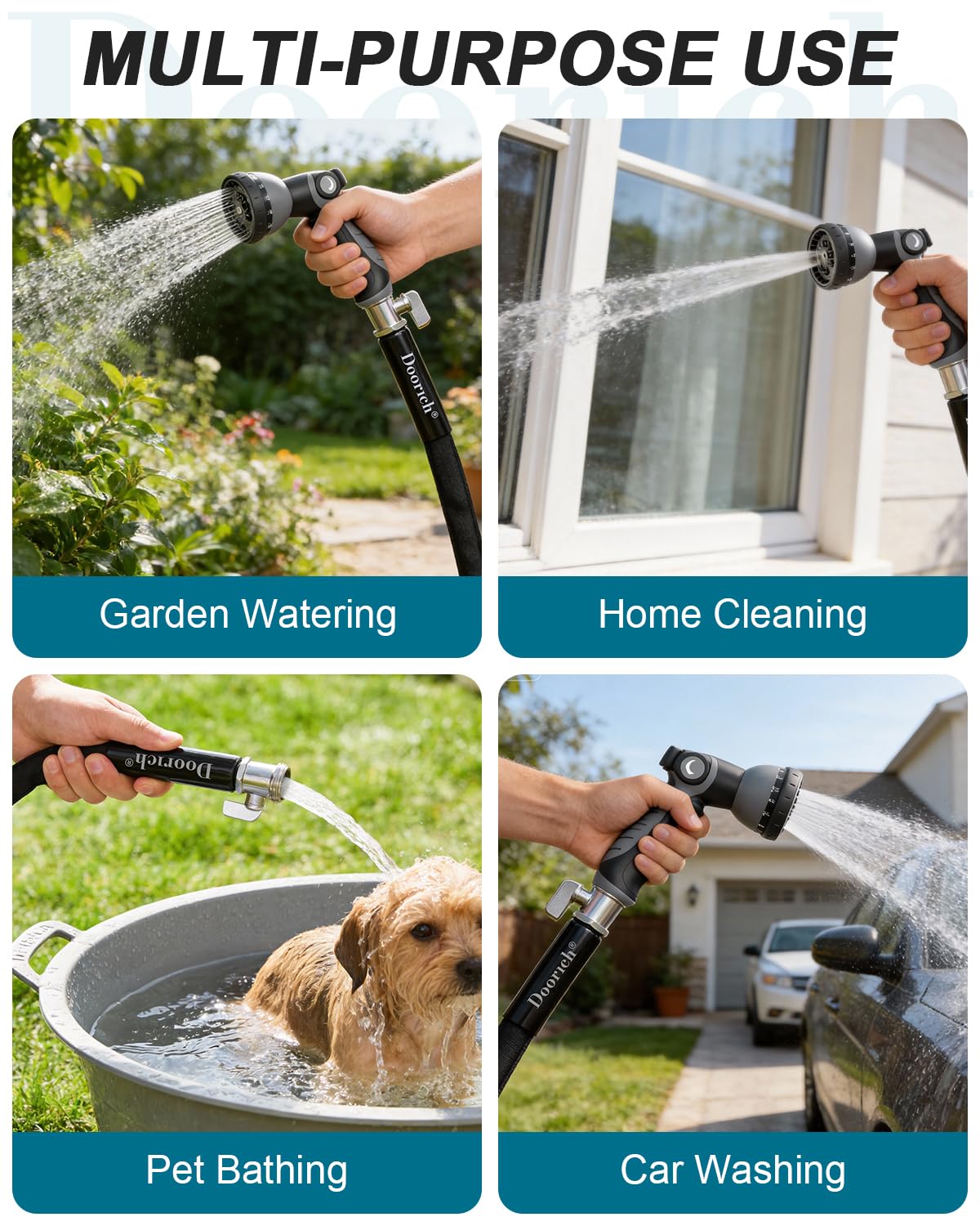 Doorich universal connectors and extra washers simplify setups.