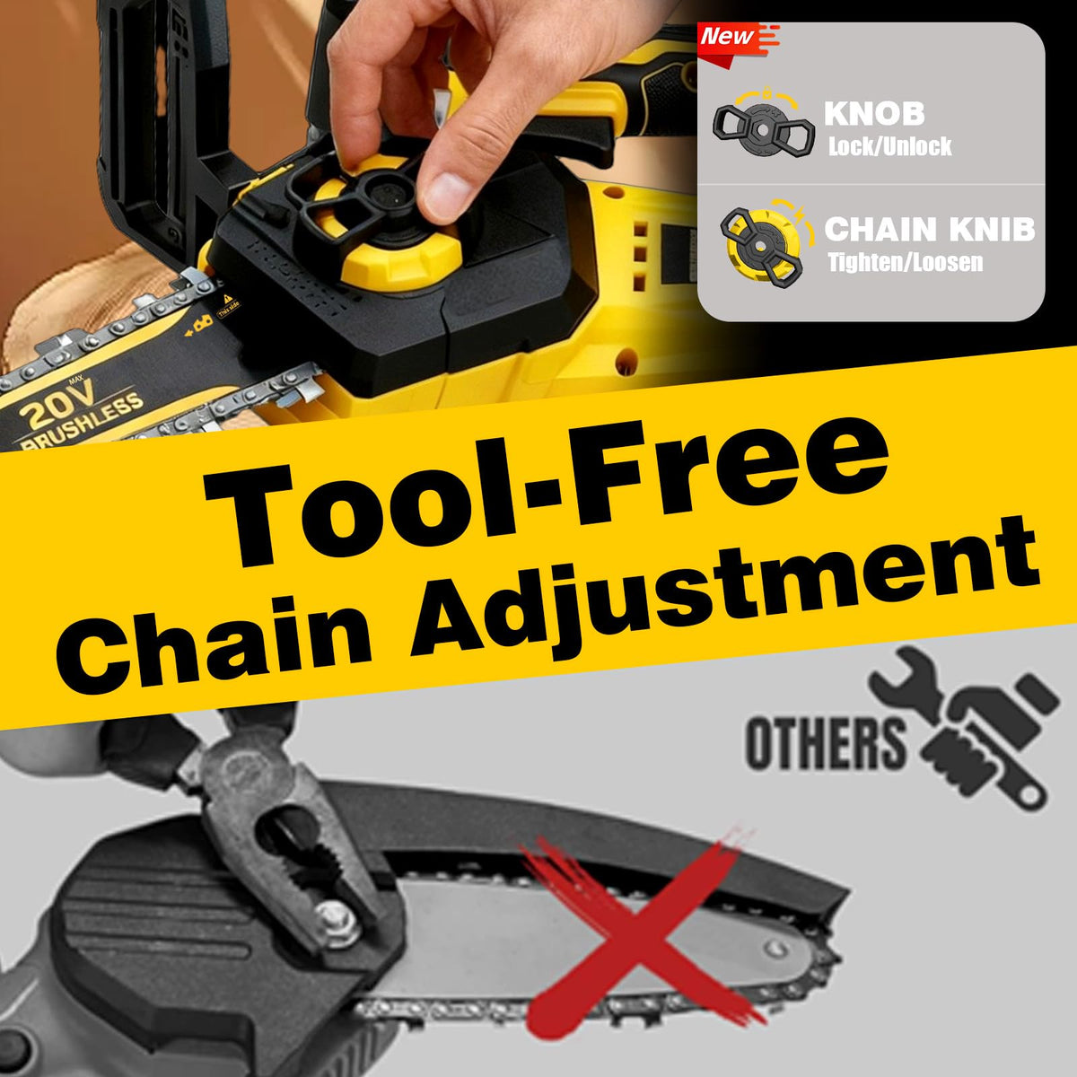 DOOYUTOOL automatic oiling system keeps chain lubricated for smoother cuts