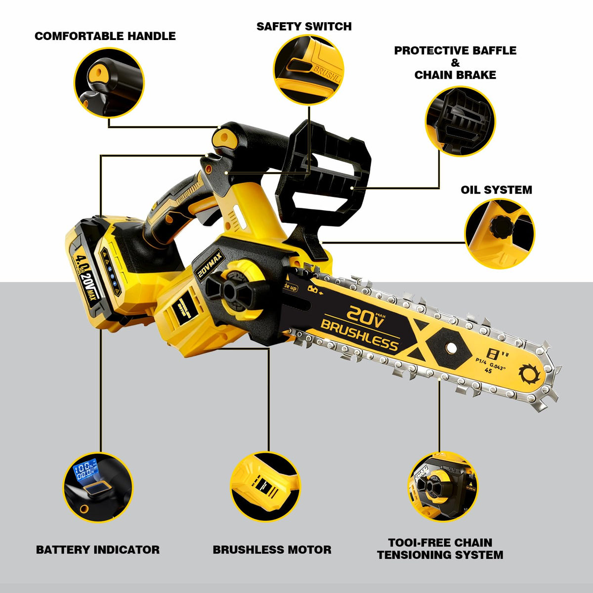 DOOYUTOOL cordless pruning chainsaw in action for versatile outdoor work