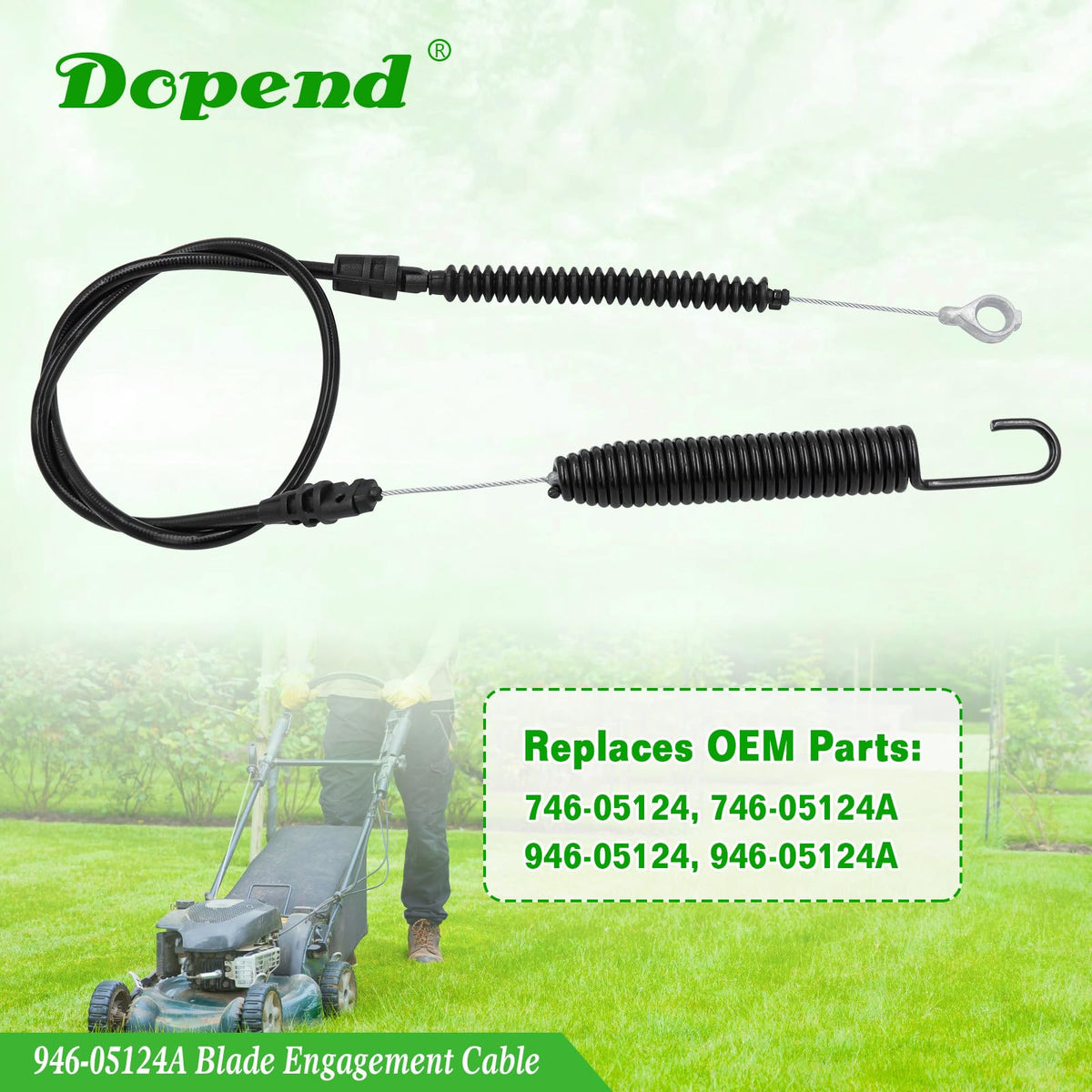 Dopend blade engagement cable spring end closeup highlighting tension for smooth engagement.
