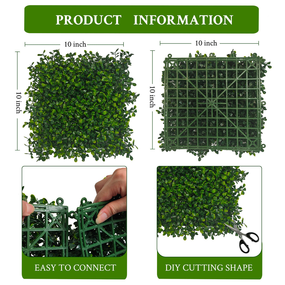 DOPGIB boxwood wall panel interlock connector demonstration for easy privacy setup