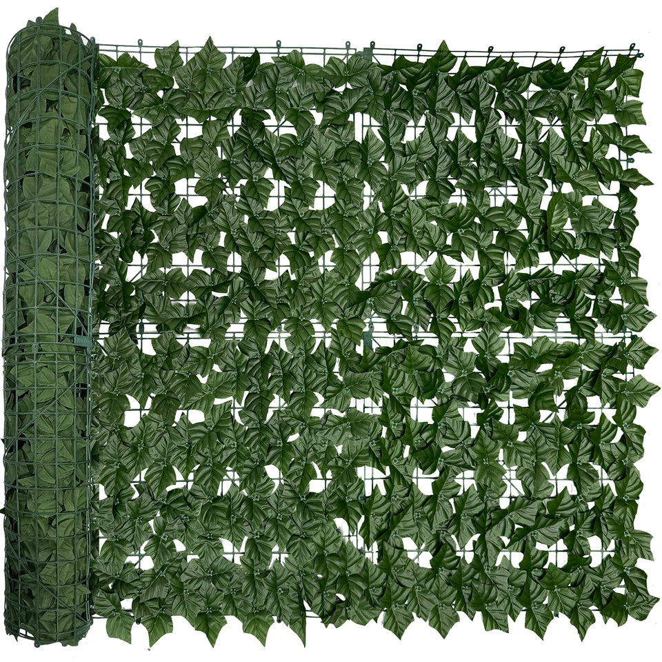 DOPGIB artificial ivy privacy fence screen provides balcony privacy and green backdrop.