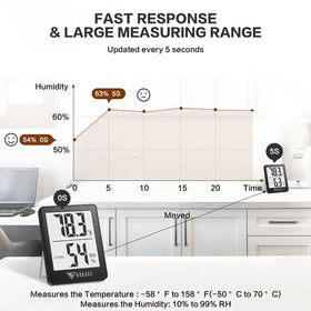 DOQAUS pocket-sized hygrometer fits desks or shelves for discreet monitoring.