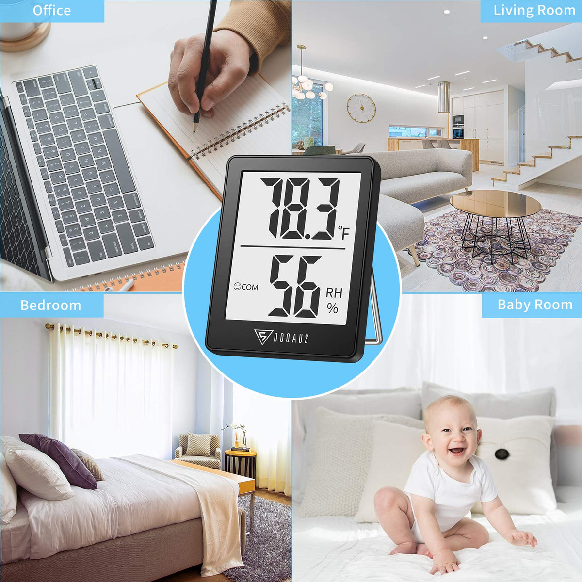 DOQAUS wall-hanging option keeps display within reach and view.