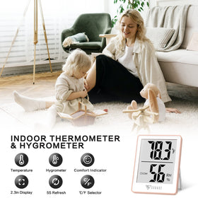 DOQAUS indoor thermometer LCD display clearly shows readings for easy room monitoring.
