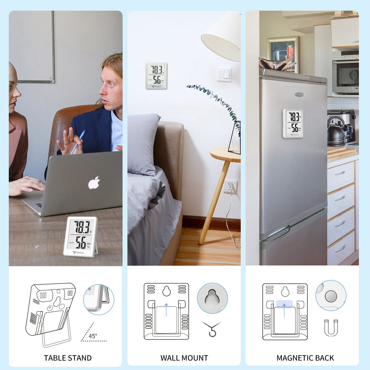 DOQAUS pocket-size hygrometer for portable room monitoring anywhere.