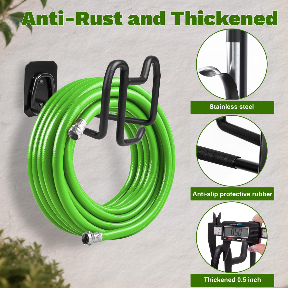 Dorblely hose storage organized to prevent kinks and tangles in the yard.