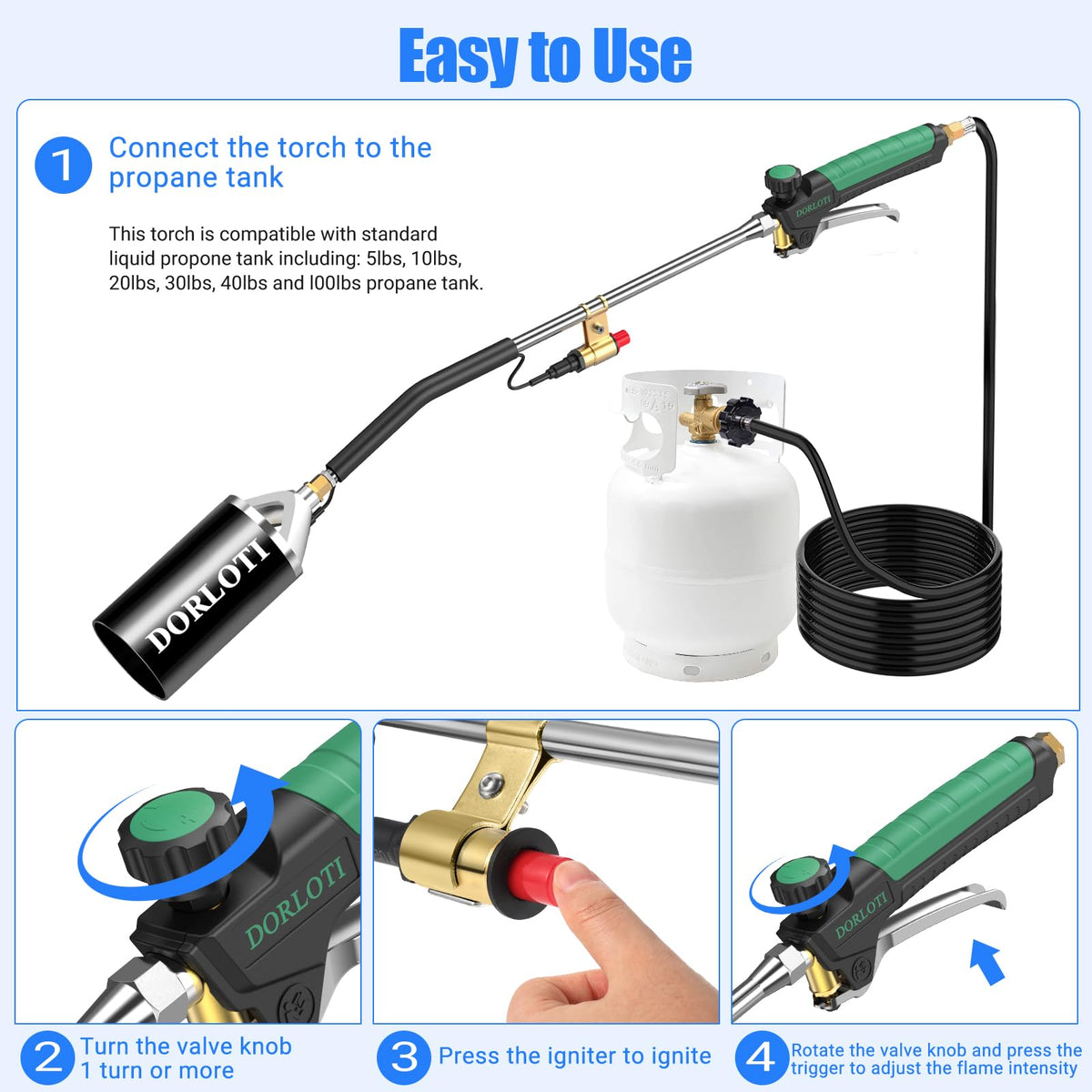 DORLOTI 10-foot hose increases safety and maneuverability during outdoor tasks.