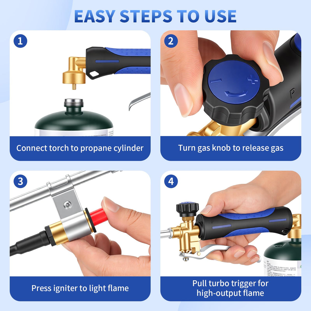 DORLOTI brass CGA600 connector on torch for reliable cylinder compatibility.
